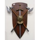 Shield, Sword & Axe Display Plaque