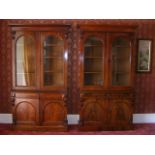 A Pair Of Good Early Victorian Mahogany Bookcases With Flush Drawers & Cupboards Under