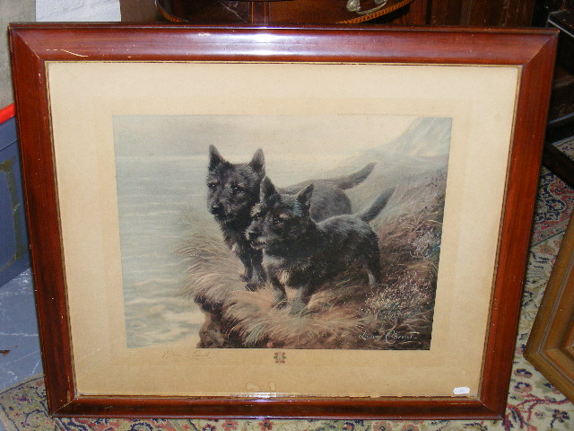 Lilian Cheviot - Hand Signed Print Of Dogs With Blind Stamp