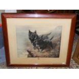 Lilian Cheviot - Hand Signed Print Of Dogs With Blind Stamp