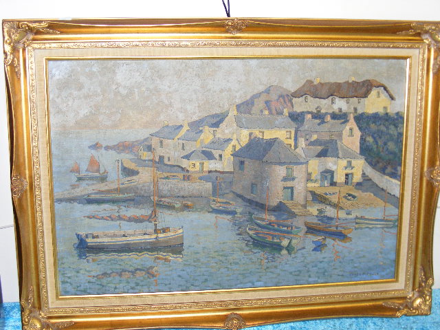 James P. Power - Oil Cadgwith Cove Harbour Cornwall Approx. 32inx20in