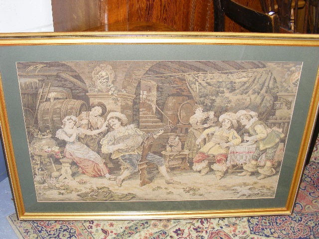 Victorian Framed Tapestry Approx. 39inx24in