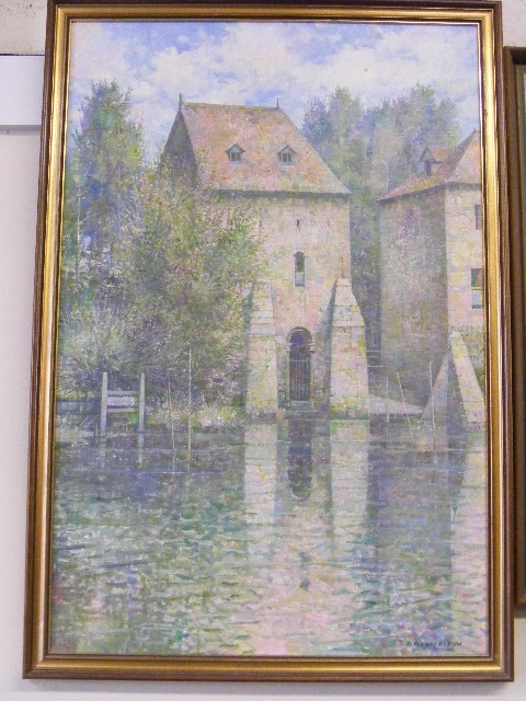 Donald Plenderleith - Oil On Panel Mill On The Loire Approx. 30inx20in