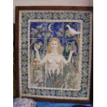 An Impressive Bespoke Tiled Display In Relief Featuring Nude Lady In Moonlit Scene