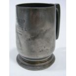 A 19thC. Yates Pewter Tankard "The Ship Hotel"