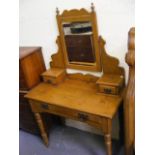 An Edwardian Pine Dressing Table With Mirror