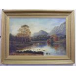 W. J. Crampton - Oil Highland Landscape With Cattle Approx. 34inx24in