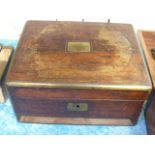 A 19thC. Rosewood Writing Slope With Brass Edging (Lacking Bottom Drawer)