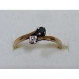 Ladies Diamond & Sapphire Crossover Ring