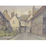F I Naylor Watercolour Of Street Scene Approx. 20inx15in