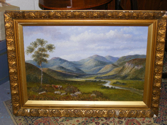 A. Watts 1909 - Highland Landscape With Cattle Approx. 24inx18in