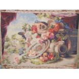 Quality Reproduction Tapestry - Mandolin & Flowers Approx. 56inx43in