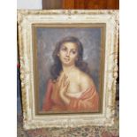 C.1900 Italian School Portrait Of Young Woman Approx. 28inx20in