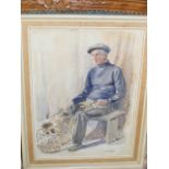 Cecil Elgee - Fisherman Repairing Lobster Pots Approx. 14inx10in