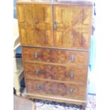 A Walnut Veneer Cabinet & Drawers