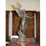 A Large Winged French Spelter Figure