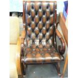 A Chesterfield Style Leather Rocking Chair
