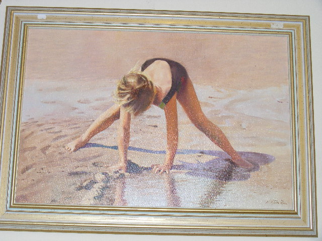Nick St. John Rosse - Oil Of Young Girl On Beach Approx. 34inx20in