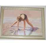 Nick St. John Rosse - Oil Of Young Girl On Beach Approx. 34inx20in