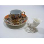 A C.1800 Imari Style Cup & Saucer Twinned With Worcester Cornucopia Shell