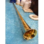 A 19thC. Early Boosey & Co. Brass Coaching Horn With Four Brass Ribs Running Length Of Piece (