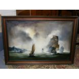 John Cleland - Seascape Oil Approx. 36inx24in