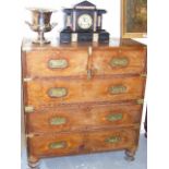 A Brass Bound 19thC. Campaign Chest Of Drawers