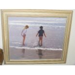 Nick St. John Rosse - Oil Of Young Children On Beach Approx. 30inx20in