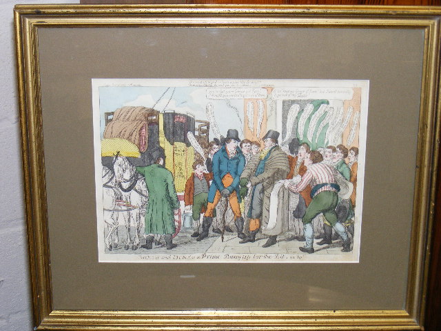 C.1810 Teggs Caricatures Print No.29 - Greys & Duns, Or A Prime Bang Up For The Bit. Ya! Hip!