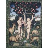 Quality Reproduction Tapestry - Adam & Eve Approx. 52inx40in