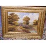 A Pair Of Indistinctly Signed 19thC. Oil Paintings, Summer & Winter Landscapes Approx. 15inx12in