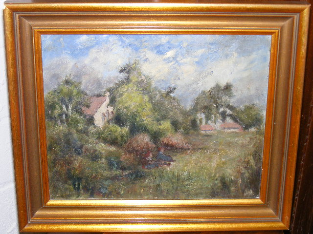 "Chapel In Garden" - Impressionistic Oil Approx. 20inx16in