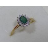 9ct Emerald & Diamond Ring