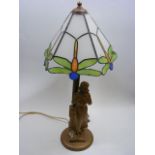 An Early 20thC. Lamp With Dragonfly Design (Some Faults)