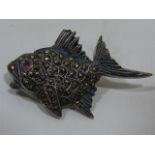 A Silver Fish Marcasite Brooch