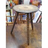 An Antique Carved Oak Table With Bobbin Legs