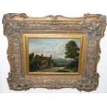 C.1800 Oil On Oak Panel In Gilt Frame Approx. 12inx9in