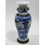 A 19thC. Blue & White Chinese Crackle Glaze Vase
