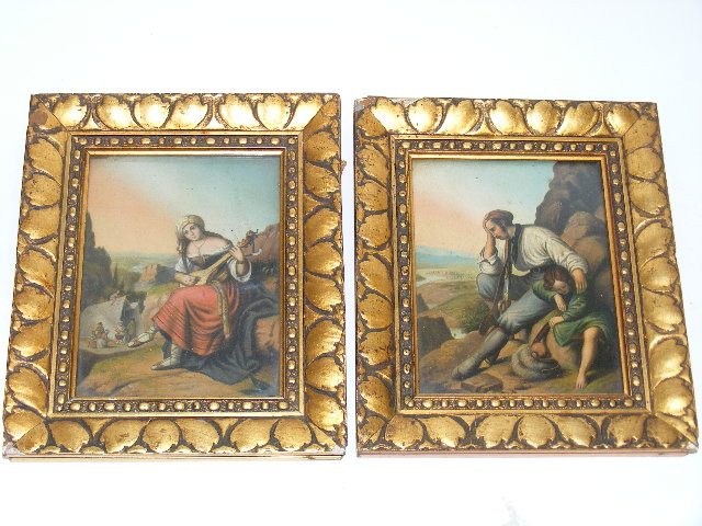 A Pair Of C.1800 Oil On Copper Continental Paintings In Gilt Frames
