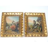 A Pair Of C.1800 Oil On Copper Continental Paintings In Gilt Frames