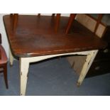 A Painted Pine Base With Mahogany Top Table