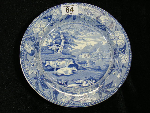 19thC. Davenport Blue & White Transferware Plate