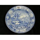 19thC. Davenport Blue & White Transferware Plate