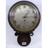 A Regency Period Mahogany Cased Fusee Wall Clock With Silvered Ten Inch Dial - Maker Hunter, Clapham