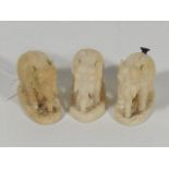 Three Antique Ivory Elephants