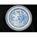 Two 19thC. Blue & White Transferware Reticulated Plates