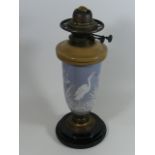 Victorian Glass Oil Lamp Base With Relief Decor