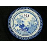 19thC. Blue & White Transferware Reticulated Plate