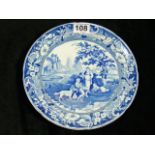 19thC. Davenport Blue & White Transferware Plate