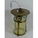 Vintage Brass Lamp With Vaseline Glass Shade